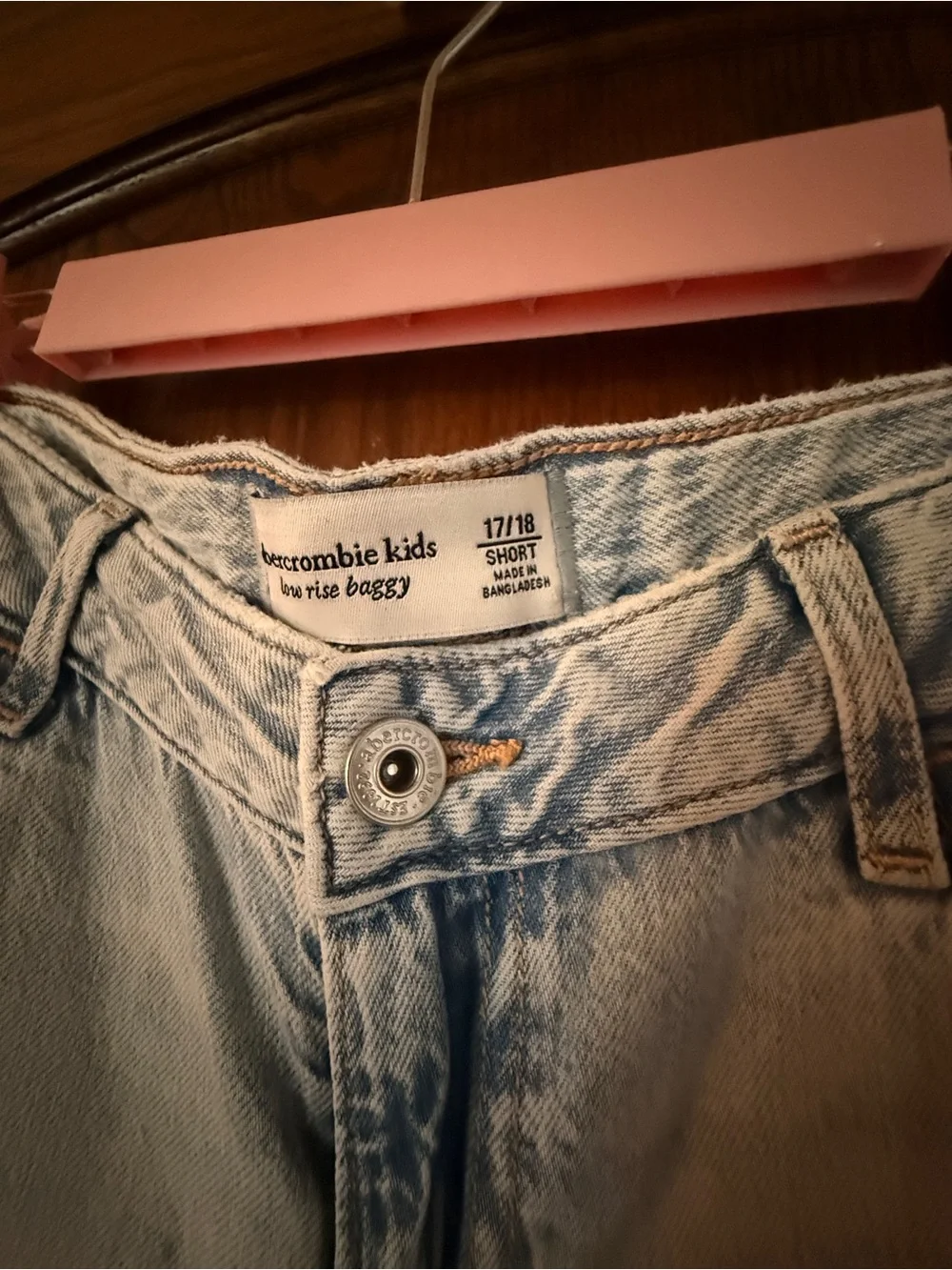 Abercrombie Kids Light Wash Distressed Wide Leg Jeans Size 17/18 Short